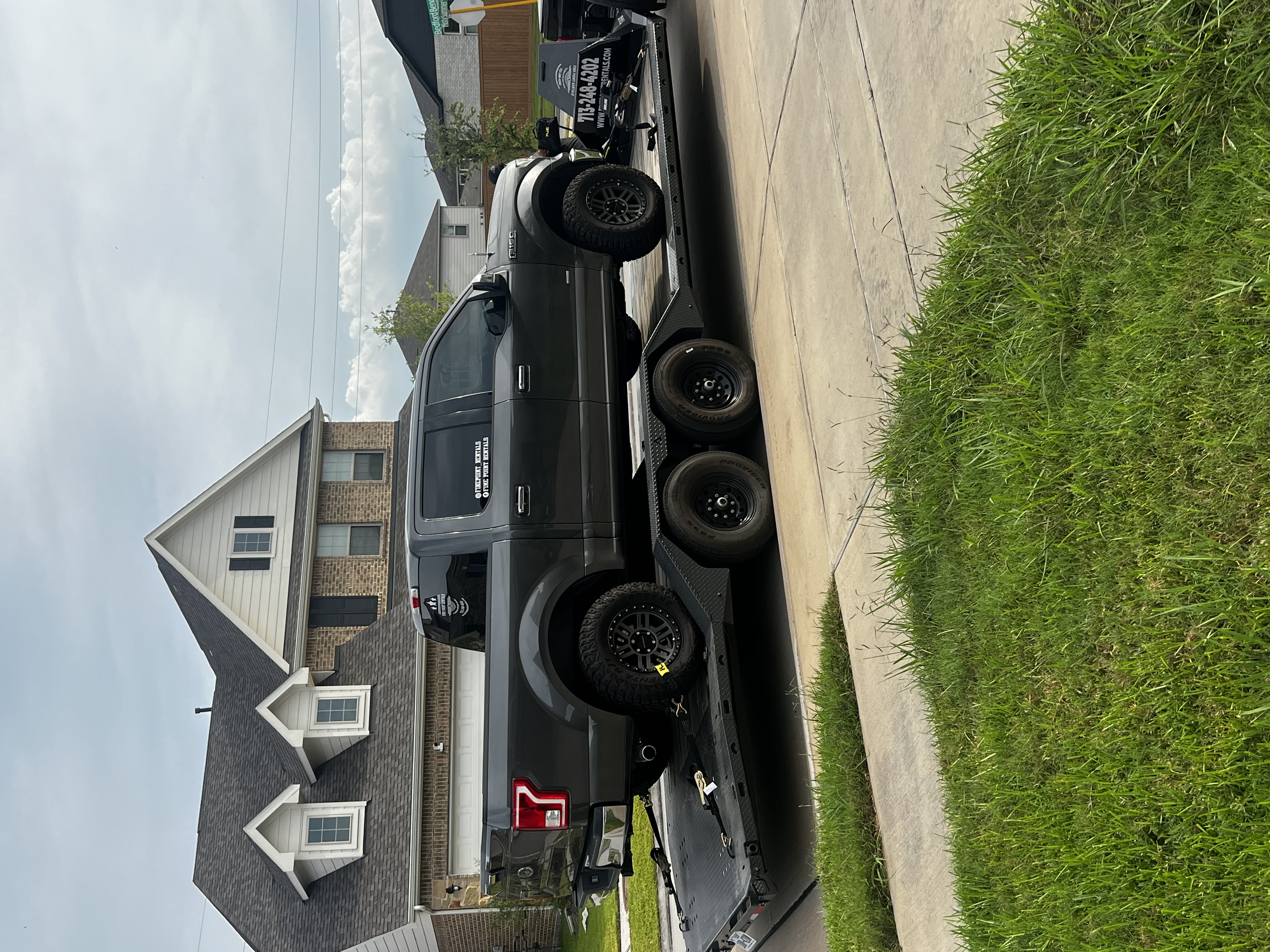 Drive Over Flatbed Trailer with Ford F-150 loaded